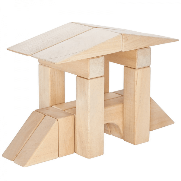 Bridge build with eco-friendly educational wooden blocks