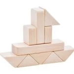 Small ship from blocks made out of natural wood
